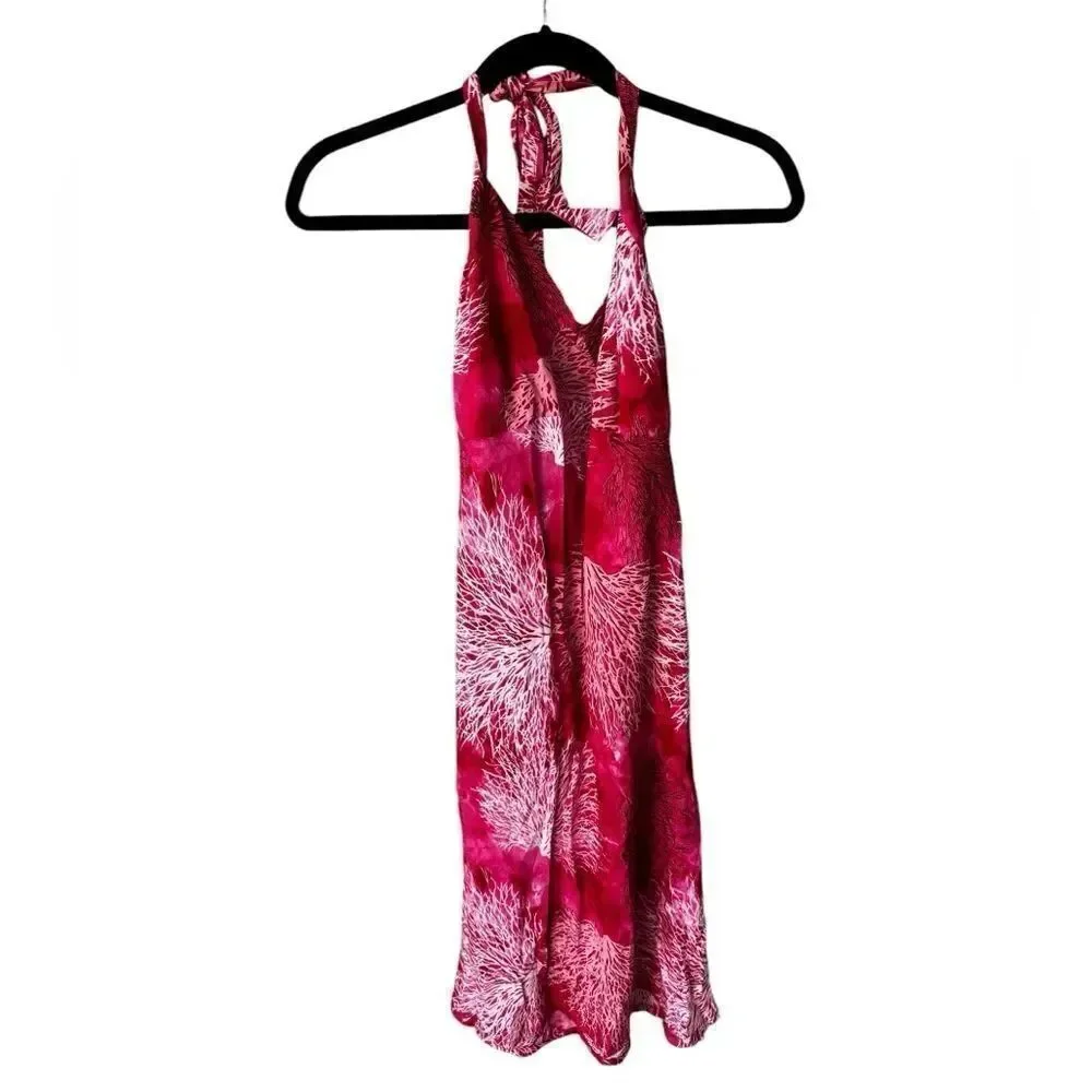 Hilo Hattie Coral Dress with Tie Back Coral Print Coral L